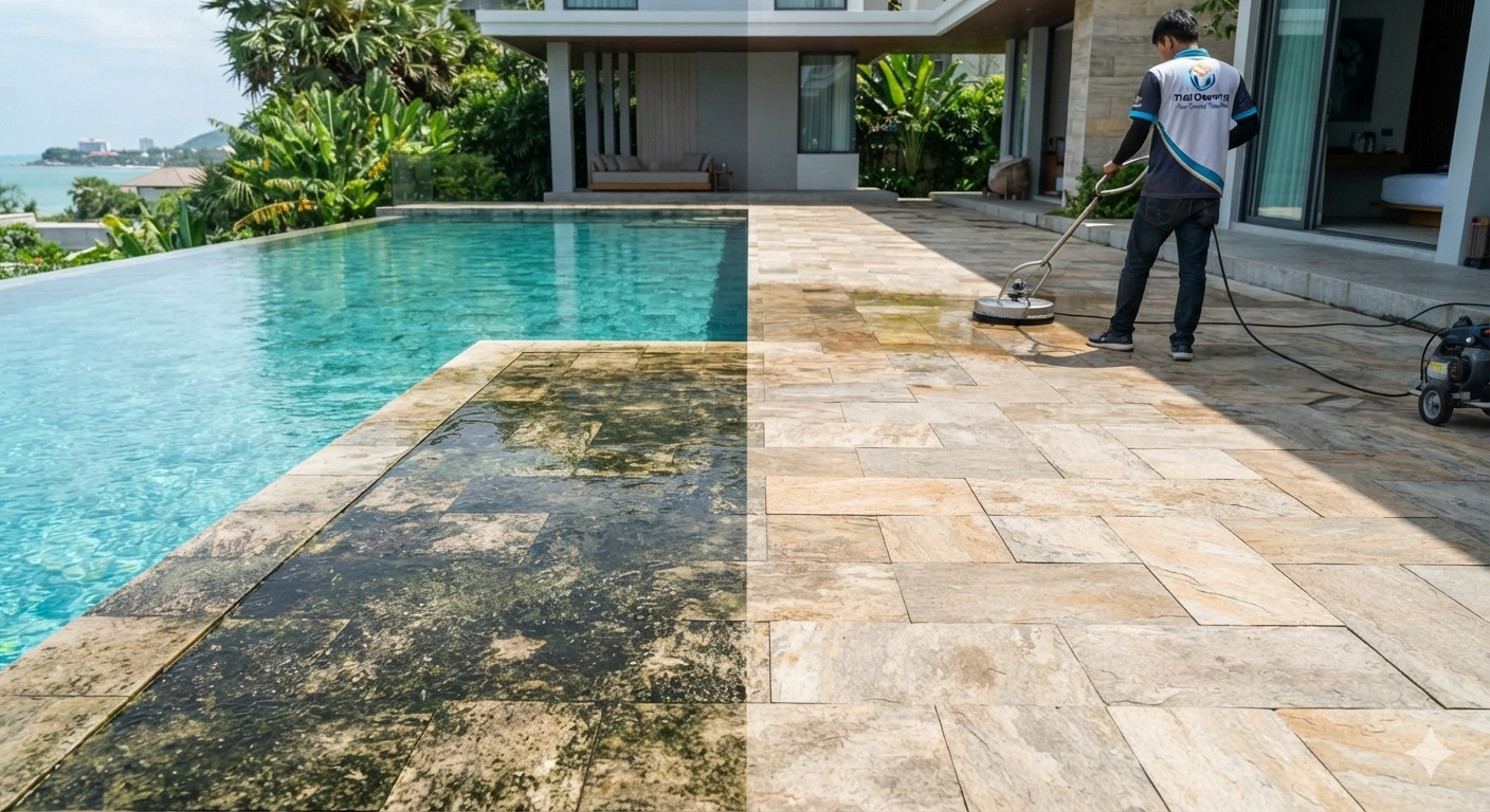 big cleaning day hua hin ฟื้นฟูพื้นรอบสระให้สวยใส ปลอดภัย ไร้คราบฝังแน่น ด้วยบริการระดับมืออาชีพจาก Thai Cleaning Hua Hin